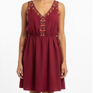 My Michelle Y2K 90s V-Neck & Back Floral Embroidery tie sides Sleeveless dress M